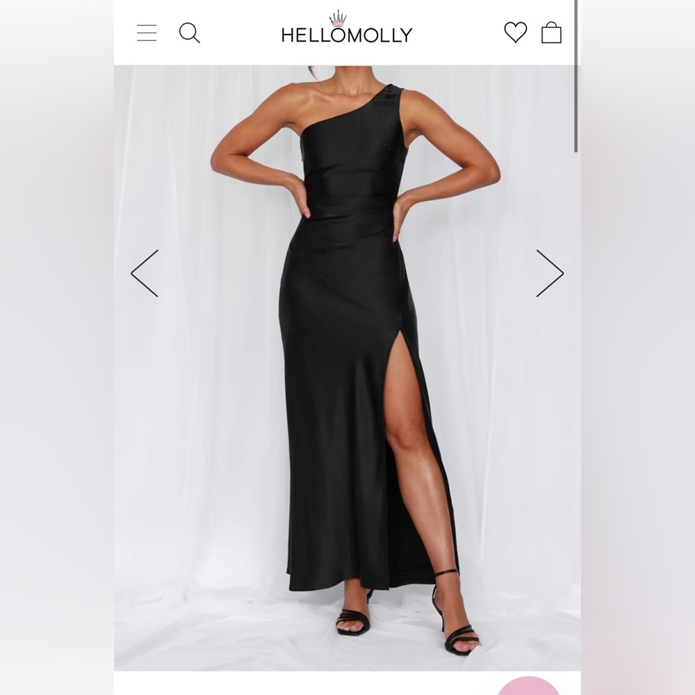 Hello Molly One Shoulder Aurora Black Satin Dresss